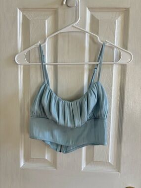 Kendall & Kylie Light Blue Ruched Crop Top